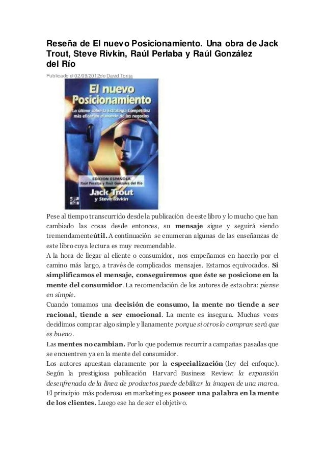 el nuevo posicionamiento jack trout